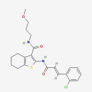 molecular formula C22H25ClN2O3S B4778538 2-{[3-(2-chlorophenyl)acryloyl]amino}-N-(3-methoxypropyl)-4,5,6,7-tetrahydro-1-benzothiophene-3-carboxamide 