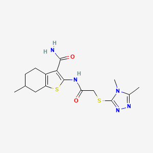 molecular formula C16H21N5O2S2 B4778580 2-({[(4,5-dimethyl-4H-1,2,4-triazol-3-yl)thio]acetyl}amino)-6-methyl-4,5,6,7-tetrahydro-1-benzothiophene-3-carboxamide 