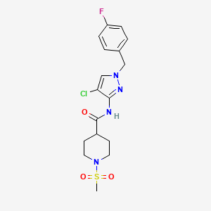 molecular formula C17H20ClFN4O3S B4778585 N-[4-chloro-1-(4-fluorobenzyl)-1H-pyrazol-3-yl]-1-(methylsulfonyl)-4-piperidinecarboxamide 