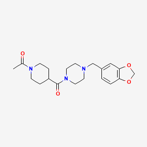 molecular formula C20H27N3O4 B4778620 1-[(1-acetyl-4-piperidinyl)carbonyl]-4-(1,3-benzodioxol-5-ylmethyl)piperazine 