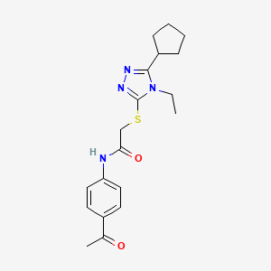 molecular formula C19H24N4O2S B4778650 N-(4-acetylphenyl)-2-[(5-cyclopentyl-4-ethyl-4H-1,2,4-triazol-3-yl)thio]acetamide 