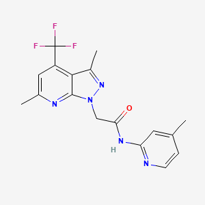 molecular formula C17H16F3N5O B4778669 2-[3,6-dimethyl-4-(trifluoromethyl)-1H-pyrazolo[3,4-b]pyridin-1-yl]-N-(4-methyl-2-pyridinyl)acetamide 