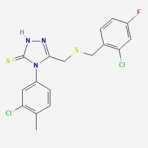 molecular formula C17H14Cl2FN3S2 B4778675 5-{[(2-chloro-4-fluorobenzyl)thio]methyl}-4-(3-chloro-4-methylphenyl)-4H-1,2,4-triazole-3-thiol 