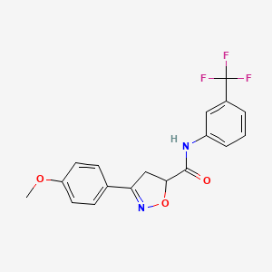 molecular formula C18H15F3N2O3 B4778789 3-(4-methoxyphenyl)-N-[3-(trifluoromethyl)phenyl]-4,5-dihydro-5-isoxazolecarboxamide 