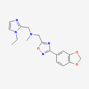 molecular formula C17H19N5O3 B4778803 1-[3-(1,3-benzodioxol-5-yl)-1,2,4-oxadiazol-5-yl]-N-[(1-ethyl-1H-imidazol-2-yl)methyl]-N-methylmethanamine 