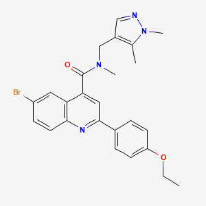 molecular formula C25H25BrN4O2 B4778818 6-bromo-N-[(1,5-dimethyl-1H-pyrazol-4-yl)methyl]-2-(4-ethoxyphenyl)-N-methyl-4-quinolinecarboxamide 
