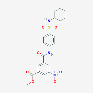 molecular formula C21H23N3O7S B4778837 methyl 3-[({4-[(cyclohexylamino)sulfonyl]phenyl}amino)carbonyl]-5-nitrobenzoate 