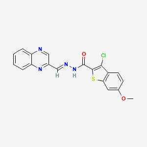 3-chloro-6-methoxy-N'-(2-quinoxalinylmethylene)-1-benzothiophene-2-carbohydrazide