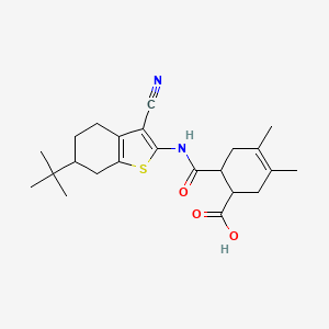molecular formula C23H30N2O3S B4778937 6-{[(6-tert-butyl-3-cyano-4,5,6,7-tetrahydro-1-benzothien-2-yl)amino]carbonyl}-3,4-dimethyl-3-cyclohexene-1-carboxylic acid 
