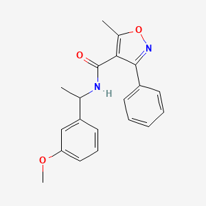 molecular formula C20H20N2O3 B4778949 N-[1-(3-methoxyphenyl)ethyl]-5-methyl-3-phenyl-4-isoxazolecarboxamide 