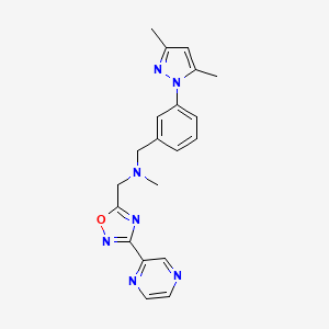 molecular formula C20H21N7O B4779000 1-[3-(3,5-dimethyl-1H-pyrazol-1-yl)phenyl]-N-methyl-N-{[3-(2-pyrazinyl)-1,2,4-oxadiazol-5-yl]methyl}methanamine 
