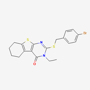 molecular formula C19H19BrN2OS2 B4779075 2-[(4-bromobenzyl)thio]-3-ethyl-5,6,7,8-tetrahydro[1]benzothieno[2,3-d]pyrimidin-4(3H)-one CAS No. 500143-77-1