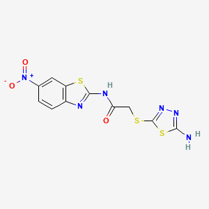 molecular formula C11H8N6O3S3 B4779103 2-[(5-amino-1,3,4-thiadiazol-2-yl)thio]-N-(6-nitro-1,3-benzothiazol-2-yl)acetamide 
