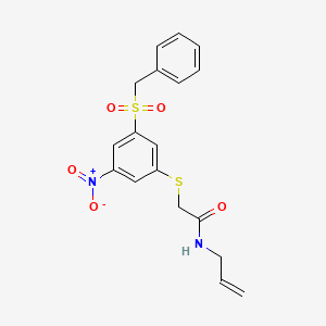 molecular formula C18H18N2O5S2 B4779126 N-allyl-2-{[3-(benzylsulfonyl)-5-nitrophenyl]thio}acetamide 