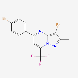 molecular formula C14H8Br2F3N3 B4779171 3-bromo-5-(4-bromophenyl)-2-methyl-7-(trifluoromethyl)pyrazolo[1,5-a]pyrimidine 