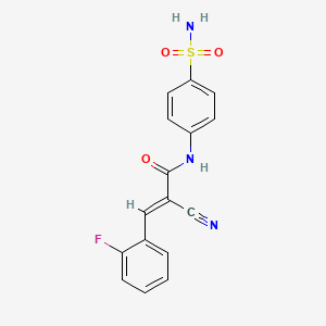 molecular formula C16H12FN3O3S B4779176 N-[4-(aminosulfonyl)phenyl]-2-cyano-3-(2-fluorophenyl)acrylamide 