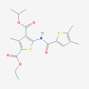 molecular formula C19H23NO5S2 B4779204 2-ethyl 4-isopropyl 5-{[(4,5-dimethyl-2-thienyl)carbonyl]amino}-3-methyl-2,4-thiophenedicarboxylate 