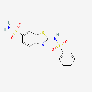 molecular formula C15H15N3O4S3 B4779212 2-{[(2,5-dimethylphenyl)sulfonyl]amino}-1,3-benzothiazole-6-sulfonamide 