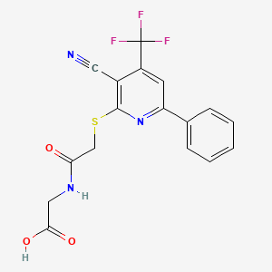 molecular formula C17H12F3N3O3S B4779222 N-({[3-cyano-6-phenyl-4-(trifluoromethyl)-2-pyridinyl]thio}acetyl)glycine 