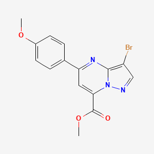 molecular formula C15H12BrN3O3 B4779267 methyl 3-bromo-5-(4-methoxyphenyl)pyrazolo[1,5-a]pyrimidine-7-carboxylate 