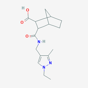 molecular formula C16H23N3O3 B4779276 3-({[(1-ethyl-3-methyl-1H-pyrazol-4-yl)methyl]amino}carbonyl)bicyclo[2.2.1]heptane-2-carboxylic acid 