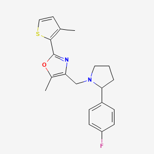 molecular formula C20H21FN2OS B4779282 4-{[2-(4-fluorophenyl)-1-pyrrolidinyl]methyl}-5-methyl-2-(3-methyl-2-thienyl)-1,3-oxazole 