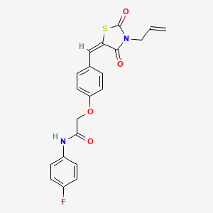 molecular formula C21H17FN2O4S B4779297 2-{4-[(3-allyl-2,4-dioxo-1,3-thiazolidin-5-ylidene)methyl]phenoxy}-N-(4-fluorophenyl)acetamide 