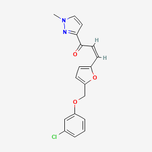 molecular formula C18H15ClN2O3 B4779351 3-{5-[(3-chlorophenoxy)methyl]-2-furyl}-1-(1-methyl-1H-pyrazol-3-yl)-2-propen-1-one 
