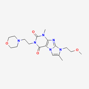 molecular formula C18H26N6O4 B4779363 8-(2-methoxyethyl)-1,7-dimethyl-3-[2-(4-morpholinyl)ethyl]-1H-imidazo[2,1-f]purine-2,4(3H,8H)-dione 