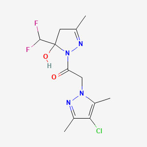molecular formula C12H15ClF2N4O2 B4779367 1-[(4-chloro-3,5-dimethyl-1H-pyrazol-1-yl)acetyl]-5-(difluoromethyl)-3-methyl-4,5-dihydro-1H-pyrazol-5-ol 