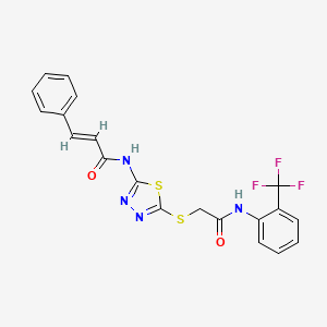 molecular formula C20H15F3N4O2S2 B4779380 N-{5-[(2-oxo-2-{[2-(trifluoromethyl)phenyl]amino}ethyl)thio]-1,3,4-thiadiazol-2-yl}-3-phenylacrylamide 