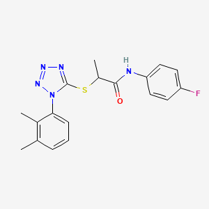molecular formula C18H18FN5OS B4779391 2-{[1-(2,3-dimethylphenyl)-1H-tetrazol-5-yl]thio}-N-(4-fluorophenyl)propanamide 