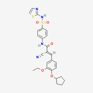 molecular formula C26H26N4O5S2 B4779410 2-cyano-3-[4-(cyclopentyloxy)-3-ethoxyphenyl]-N-{4-[(1,3-thiazol-2-ylamino)sulfonyl]phenyl}acrylamide 