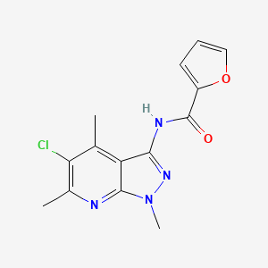 molecular formula C14H13ClN4O2 B4779423 N-(5-chloro-1,4,6-trimethyl-1H-pyrazolo[3,4-b]pyridin-3-yl)-2-furamide 