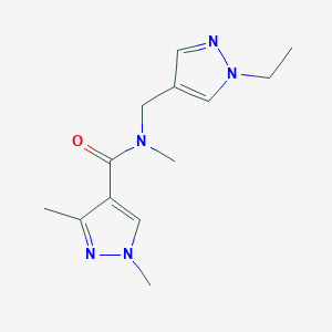 molecular formula C13H19N5O B4779496 N-[(1-ethyl-1H-pyrazol-4-yl)methyl]-N,1,3-trimethyl-1H-pyrazole-4-carboxamide 