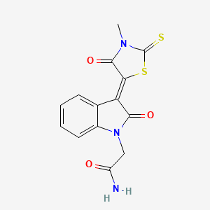 2-[3-(3-methyl-4-oxo-2-thioxo-1,3-thiazolidin-5-ylidene)-2-oxo-2,3-dihydro-1H-indol-1-yl]acetamide