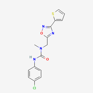 molecular formula C15H13ClN4O2S B4779522 N'-(4-chlorophenyl)-N-methyl-N-{[3-(2-thienyl)-1,2,4-oxadiazol-5-yl]methyl}urea 