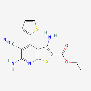 molecular formula C15H12N4O2S2 B4779536 ethyl 3,6-diamino-5-cyano-4-(2-thienyl)thieno[2,3-b]pyridine-2-carboxylate 