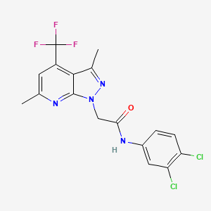 molecular formula C17H13Cl2F3N4O B4779551 N-(3,4-dichlorophenyl)-2-[3,6-dimethyl-4-(trifluoromethyl)-1H-pyrazolo[3,4-b]pyridin-1-yl]acetamide 