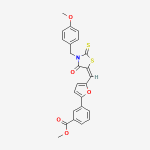 molecular formula C24H19NO5S2 B4779591 methyl 3-(5-{[3-(4-methoxybenzyl)-4-oxo-2-thioxo-1,3-thiazolidin-5-ylidene]methyl}-2-furyl)benzoate 