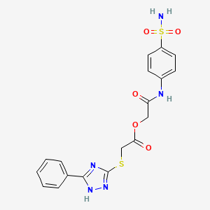 molecular formula C18H17N5O5S2 B4779629 2-{[4-(aminosulfonyl)phenyl]amino}-2-oxoethyl [(5-phenyl-4H-1,2,4-triazol-3-yl)thio]acetate 