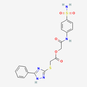 molecular formula C18H17N5O5S2 B4779629 2-[4-(AMINOSULFONYL)ANILINO]-2-OXOETHYL 2-[(5-PHENYL-4H-1,2,4-TRIAZOL-3-YL)SULFANYL]ACETATE 