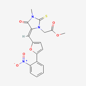 molecular formula C18H15N3O6S B4779638 methyl (3-methyl-5-{[5-(2-nitrophenyl)-2-furyl]methylene}-4-oxo-2-thioxo-1-imidazolidinyl)acetate 