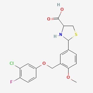 2-{3-[(3-chloro-4-fluorophenoxy)methyl]-4-methoxyphenyl}-1,3-thiazolidine-4-carboxylic acid