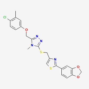 molecular formula C22H19ClN4O3S2 B4779691 3-({[2-(1,3-benzodioxol-5-yl)-1,3-thiazol-4-yl]methyl}thio)-5-[(4-chloro-3-methylphenoxy)methyl]-4-methyl-4H-1,2,4-triazole 