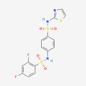 molecular formula C15H11F2N3O4S3 B4779713 2,4-difluoro-N-{4-[(1,3-thiazol-2-ylamino)sulfonyl]phenyl}benzenesulfonamide 