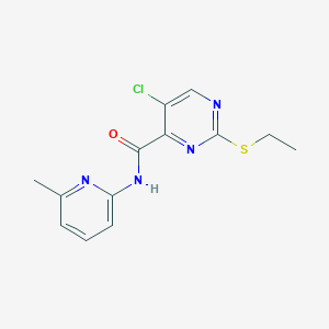 molecular formula C13H13ClN4OS B4779759 5-chloro-2-(ethylthio)-N-(6-methyl-2-pyridinyl)-4-pyrimidinecarboxamide 