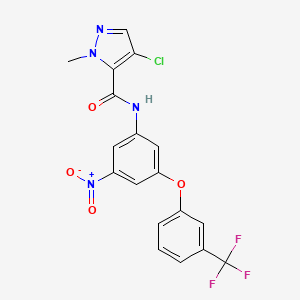 molecular formula C18H12ClF3N4O4 B4779829 4-chloro-1-methyl-N-{3-nitro-5-[3-(trifluoromethyl)phenoxy]phenyl}-1H-pyrazole-5-carboxamide 