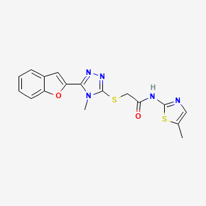 molecular formula C17H15N5O2S2 B4779832 2-{[5-(1-benzofuran-2-yl)-4-methyl-4H-1,2,4-triazol-3-yl]thio}-N-(5-methyl-1,3-thiazol-2-yl)acetamide 
