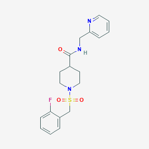 molecular formula C19H22FN3O3S B4779834 1-[(2-FLUOROPHENYL)METHANESULFONYL]-N-[(PYRIDIN-2-YL)METHYL]PIPERIDINE-4-CARBOXAMIDE 